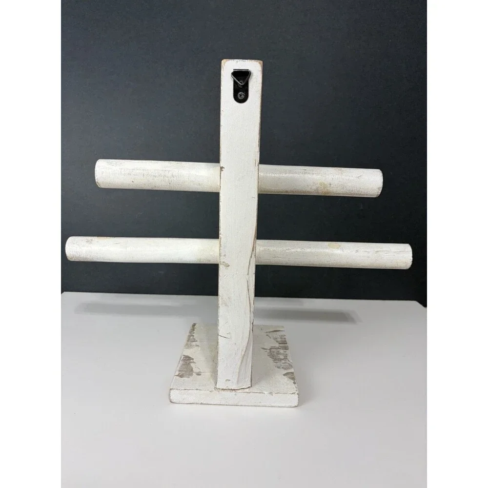 Wooden Jewelry Display Stand White Bracelet Necklace Watch Holder Organizer